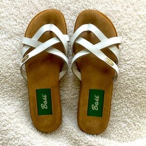 NWOT Bass White Leather Slides size 7
